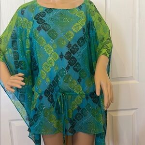 Jones New York Green and Blue Tunic Top